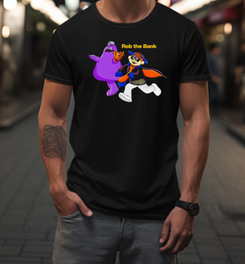 Grimace Monster Rob The Bank Baseball Cartoon T-Shirt