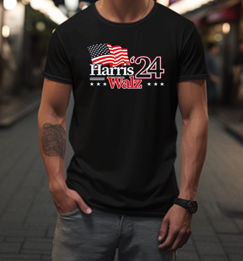 Harris Walz '24 USA Flag Design T-Shirt