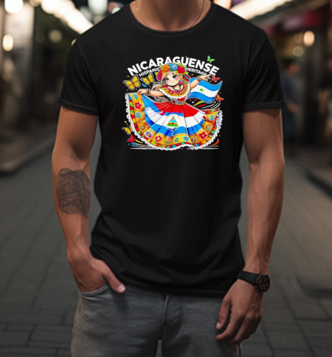 Nicaragua Hispanic Heritage Month Celebration Cartoon T-Shirt