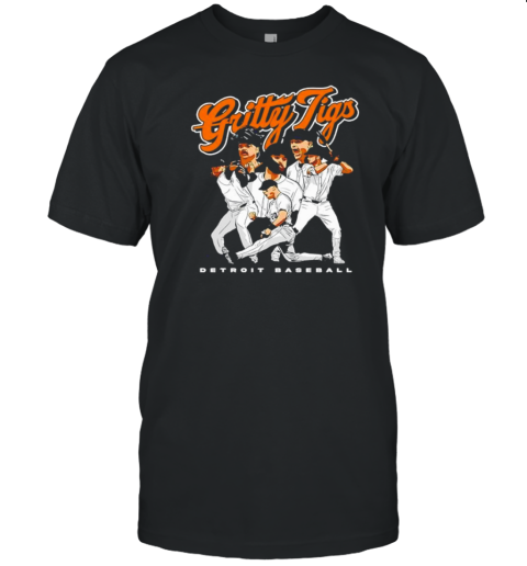 Gritty Tigs Detroit Baseball Cartoon Design T-Shirt