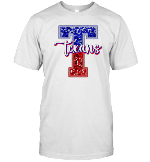 Huston Texans Football Glitter Texans Logo T-Shirt