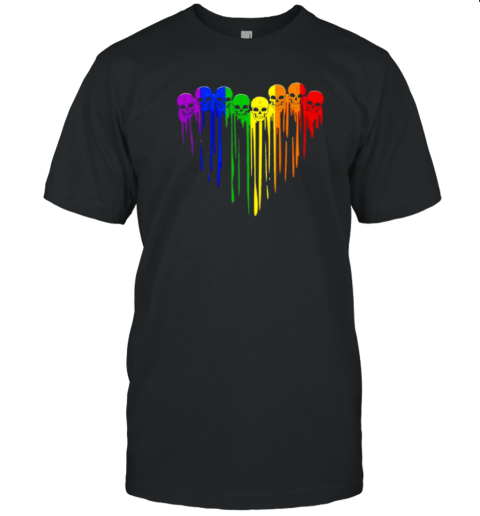 Lgbt GAY Pride Skull Rainbow Heart Lgbt Support T-Shirt