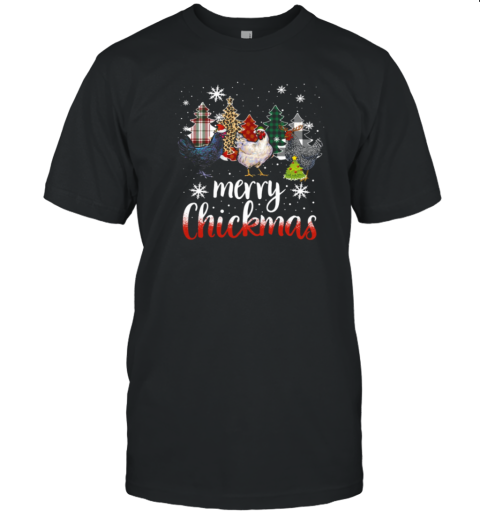 Merry Chickmas Chickens With Three Hats Christmas Chicken T-Shirt