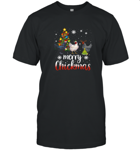 Merry Chickmas Reindeer ELF Noel Hats Christmas Chicken T-Shirt