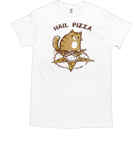 Cat And A Pizza Pentagram Hail Pizza T-Shirt