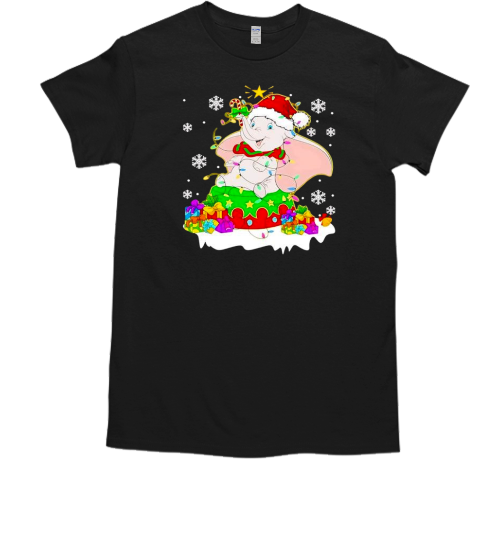 Dumbo Elephant Christmas Light Cute Dumbo Flying Elephant Christmas T-Shirt