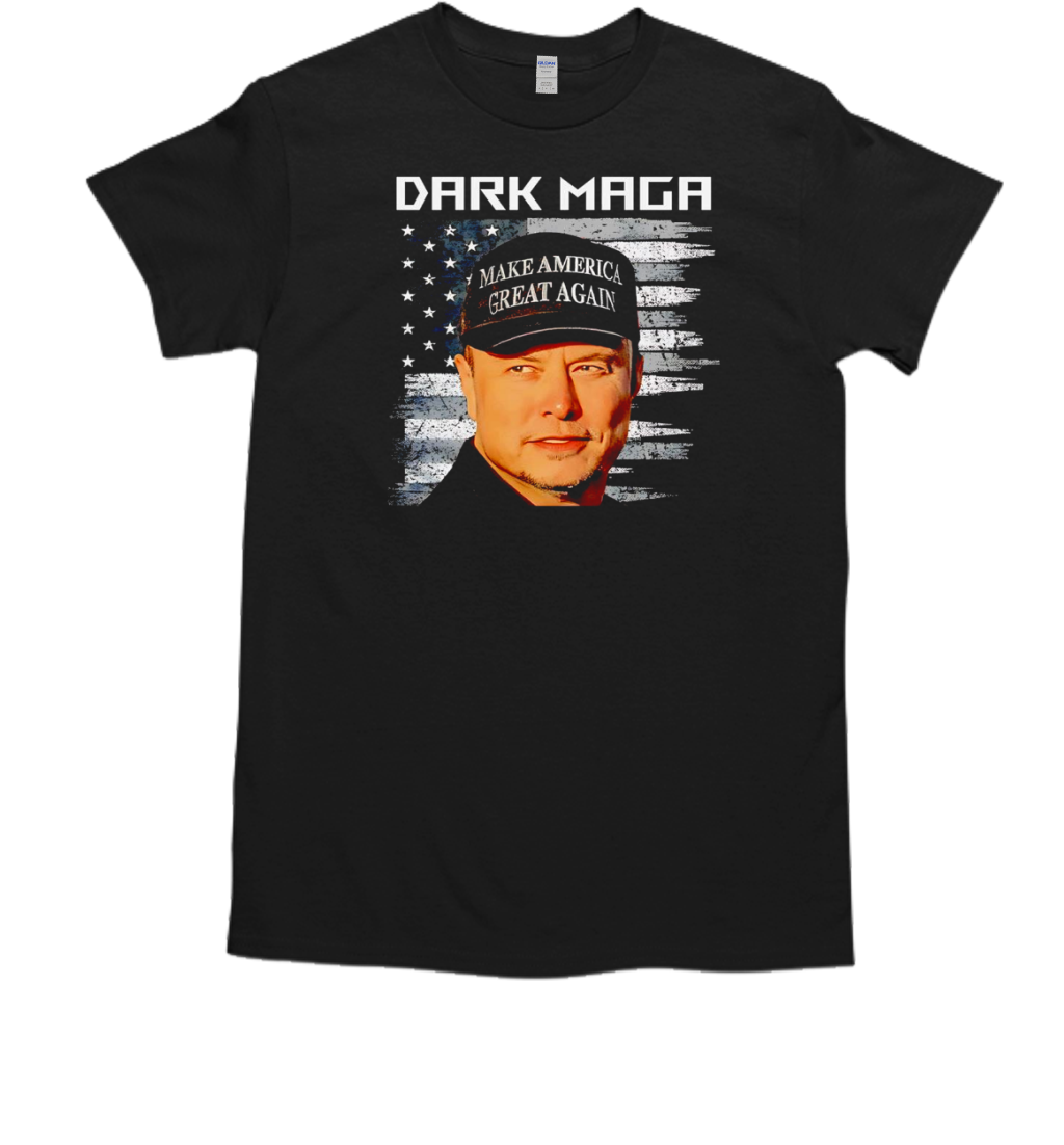 Elon Musk Dark MAGA USA Flag T-Shirt