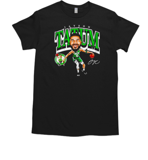 Jayson Tatum Boston Celtics Cartoon Basketball Signature T-Shirt