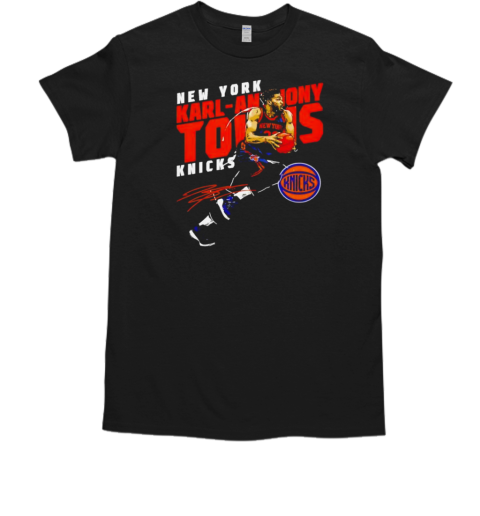 Karl Anthony Towns New York Knicks Slant Basketball Signature T-Shirt