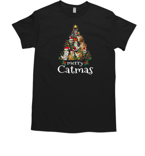 Merry Catmas Christmas Tree Cat Christmas Cat T-Shirt