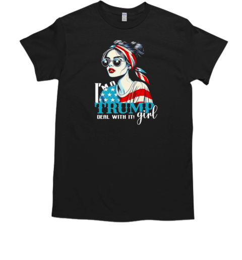 Trump Girl No Apologies Messy Bun Donald Trump 2024 American Flag T-Shirt