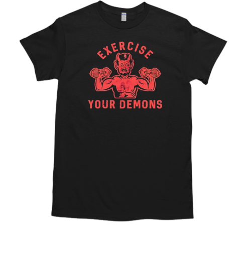 Ethan Buck Wearing Exercise Your Demons Devil Retro T-Shirt