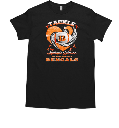 Cincinnati Bengals tackle multiple sclerosis diamond heart T-Shirt