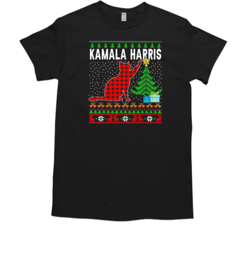 Childless Cat Ladies Kamala Harris Merry Christmas Ugly 2024 T-Shirt