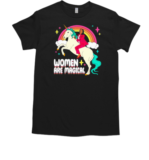 Harris riding unicorn women are magical rainbow T-Shirt