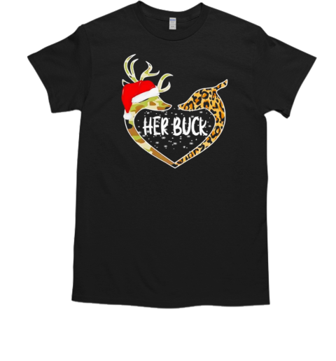 Her Buck His Doe Reindeer Christmas Funny Matching Couples T-Shirt