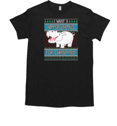 Hippo lover gift I want a hippopotamus for Christmas 2024 T-Shirt