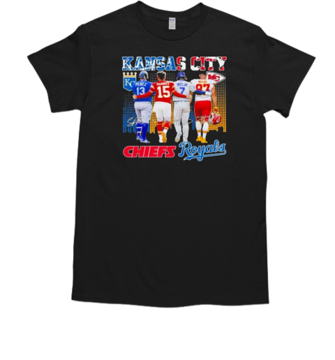 Kansas City Chiefs Kansas City Royals Famous Duo 2024 Signatures T-Shirt