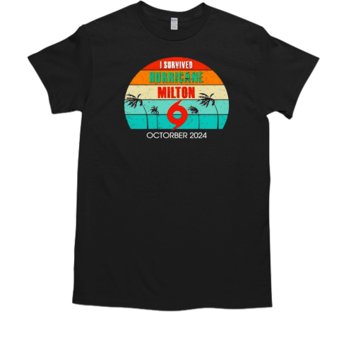 Retro Sunset I Survived Hurricane Milton October 2024 T-Shirt