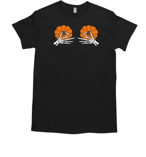 Skeleton hands holding pumpkins Halloween T-Shirt