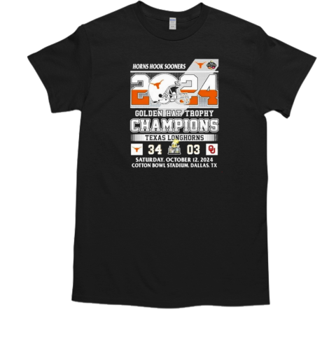 Texas Longhorns Horns Hook Sooners Golden Hat Trophy Champions Skyline T-Shirt