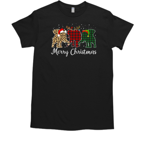 Merry Christmas Elephant ELF Leopard Santa Hat Reindeer Cute Christmas Elephant T-Shirt