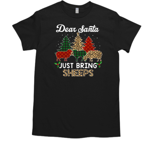 Dear Santa Just Bring Sheeps ELF Santa Leopard Sheep Christmas Tree T-Shirt