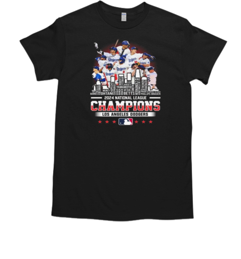 Los Angeles Dodgers Baseball National League Champions 2024 All Name Players Skyline T-Shirt