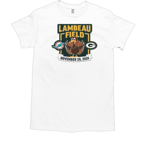 Green Bay Packers vs Miami Dolphins Lambeau Field November 28 2024 Matchup T-Shirt Green Bay Packers vs Miami Dolphins Lambeau Field November 28 2024 Matchup T-Shirt
