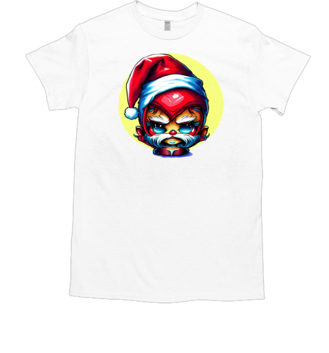 Cartoon Character Wearing Santa Claus Hat and Red Beard T-Shirt