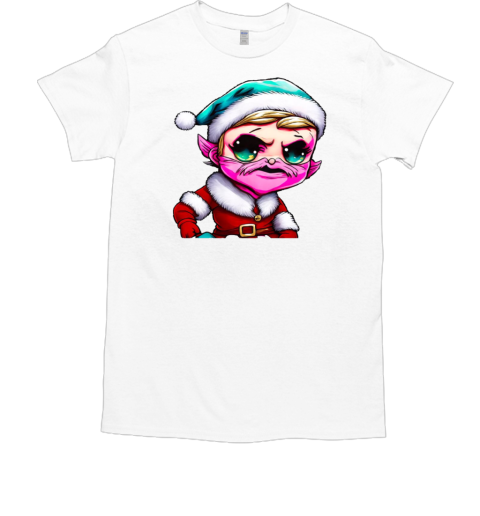 Cartoon Character with Santa Claus Hat and Pink Beard T-Shirt