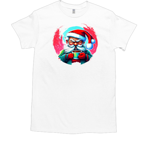 Cartoon illustration of Santa Claus with a cup of coffee T-Shirt