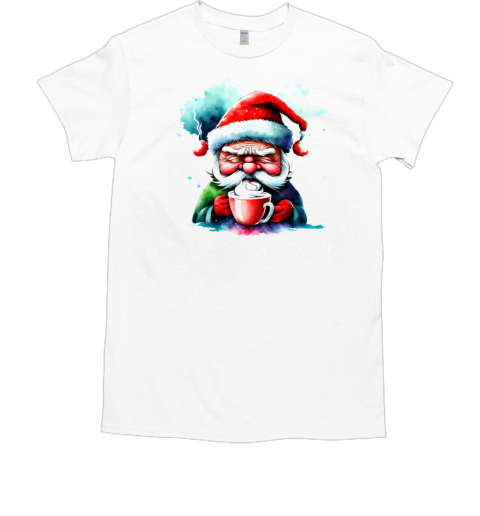 Cartoon Santa Claus Drinking Coffee T-Shirt