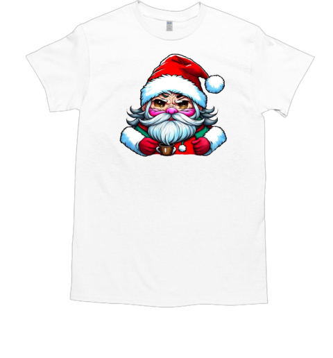 Cartoon Santa Claus holding a coffee cup T-Shirt