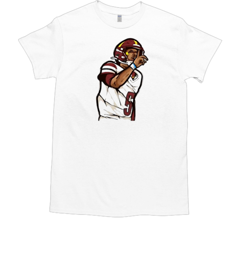 Jayden Daniels Shhh Cartoon Football Design T-Shirt