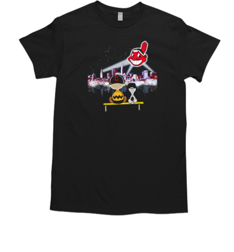 Charlie And Snoopy Watching Cleveland Indians T-Shirt