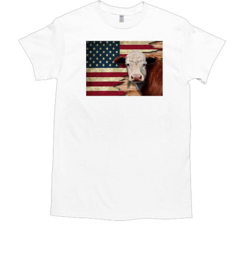 Patriotic Cool Cow Wall Art T-Shirt