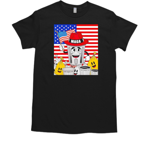 Proud Maga Trump supporter trash can cartoon US flag T-Shirt Proud Maga Trump supporter trash can cartoon US flag T-Shirt