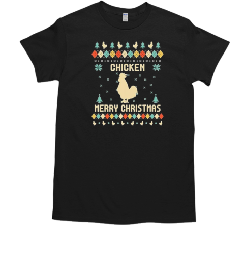 Chicken Merry Christmas Ugly Pattern T-Shirt