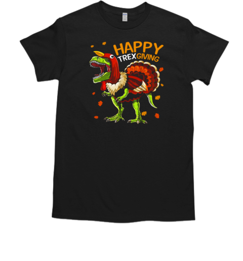 Happy Thanksgiving T Rex Dinosaur And Turkey T-Shirt