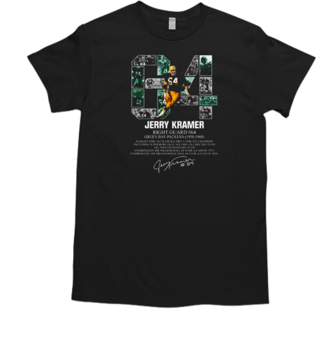 Jerry Kramer Right Guard #64 Green Bay Packers Signature T-Shirt Jerry Kramer Right Guard #64 Green Bay Packers Signature T-Shirt