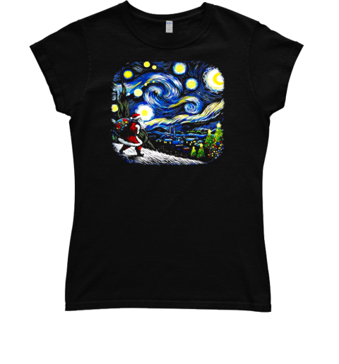 Van Gogh Starry Night Santa Christmas winter snowy night Classic Women's T-shirt