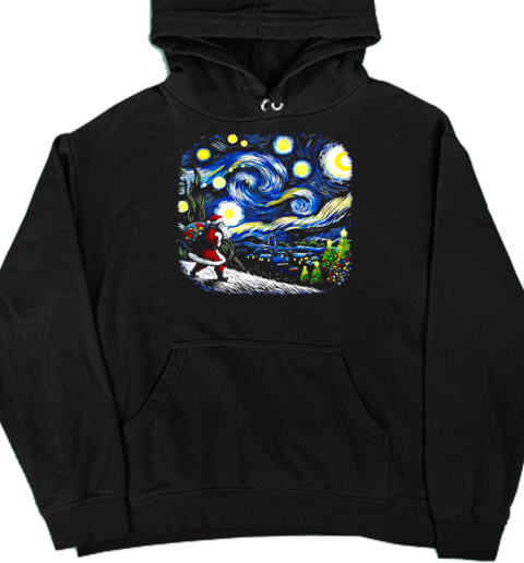 Van Gogh Starry Night Santa Christmas winter snowy night Unisex Hoodie