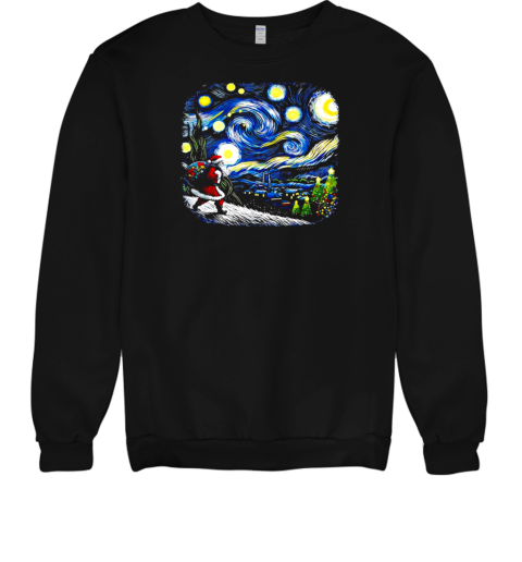 Van Gogh Starry Night Santa Christmas winter snowy night Unisex Sweatshirt