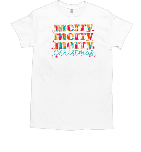 Glitter Brushstroke Merry Christmas Classic Men's T-shirt