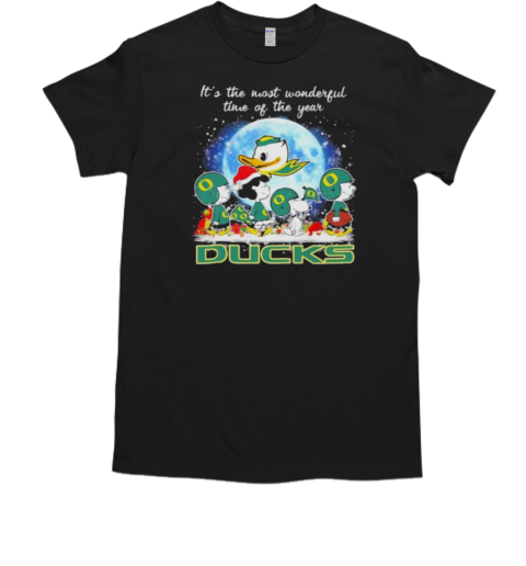 It's The Most Wonderful Time Of The Years Peanuts Characters X Oregon Ducks Merry Christmas T-Shirt