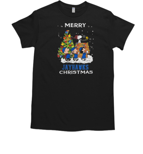 Kansas Jayhawks X Snoopy And Friends Merry Christmas 2024 T-Shirt