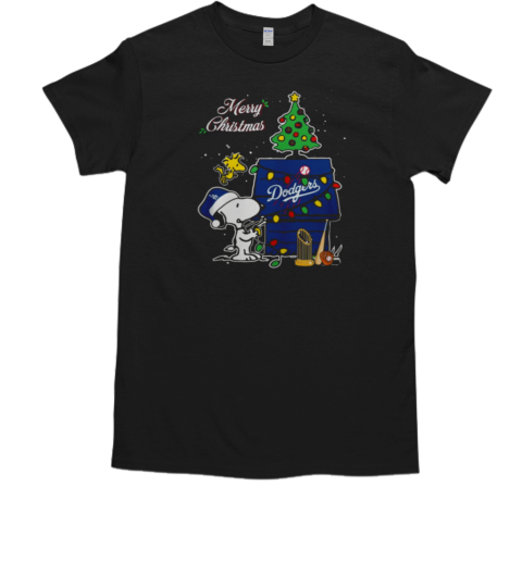 Snoopy and Woodstock Los Angeles Godgers 2024 World Champions cup Merry Christmas T-Shirt