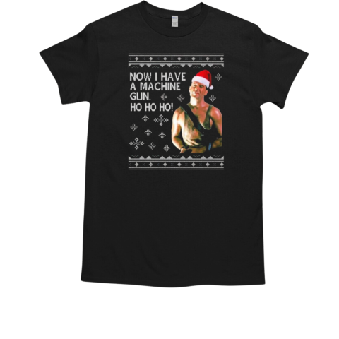 Ho Ho Ho Machine Gun Christmas Knit Die Hard Christmas T-Shirt