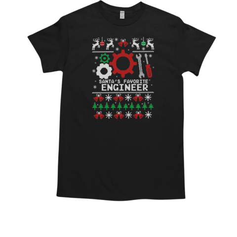 Santa's Favorite Engineer Ugly Christmas T-Shirt